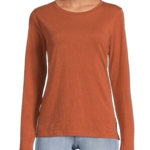 Time and Tru Women's Long Sleeve Top in Rust